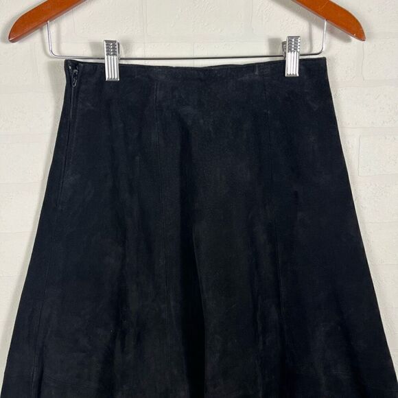 Georgetown Leather Design Women’s Black Leather mid-Maxi Skirt size 7/8 or 26in - Picture 2 of 11